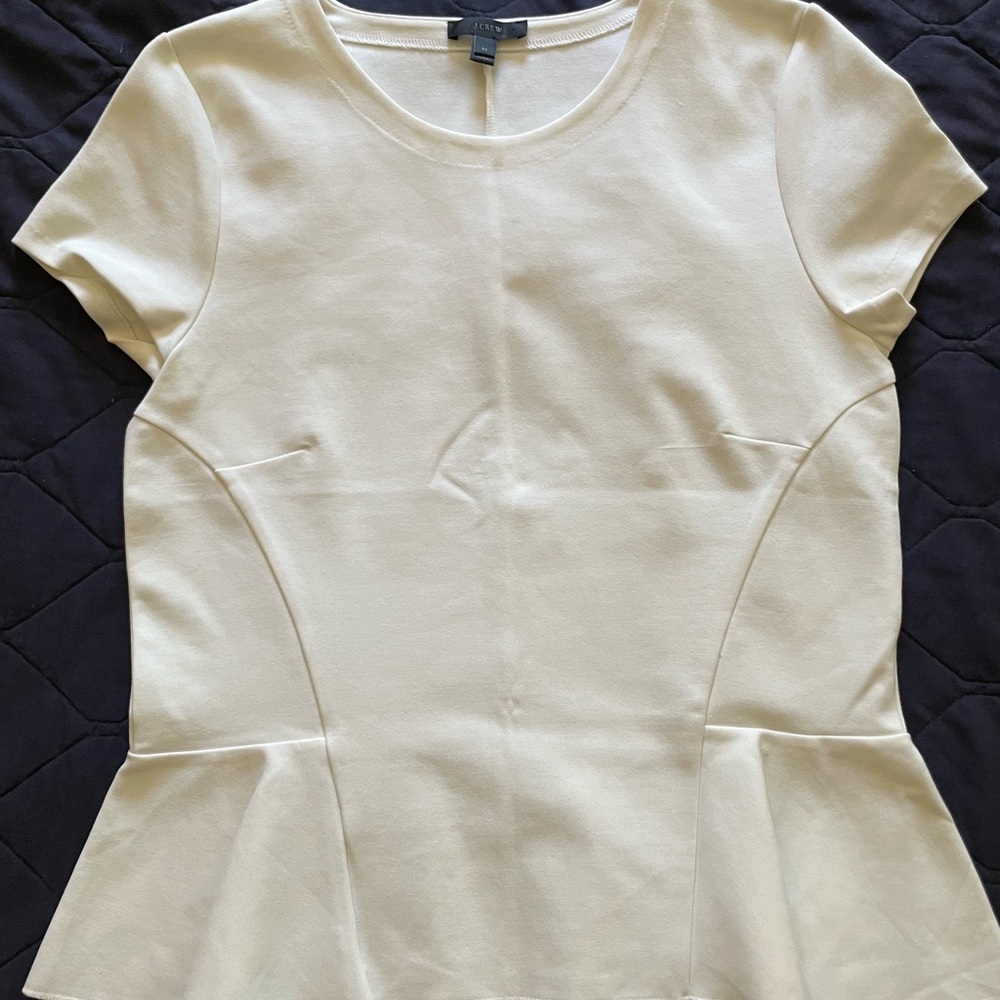 NWOT J Crew Ivory Peplum Top Size M
